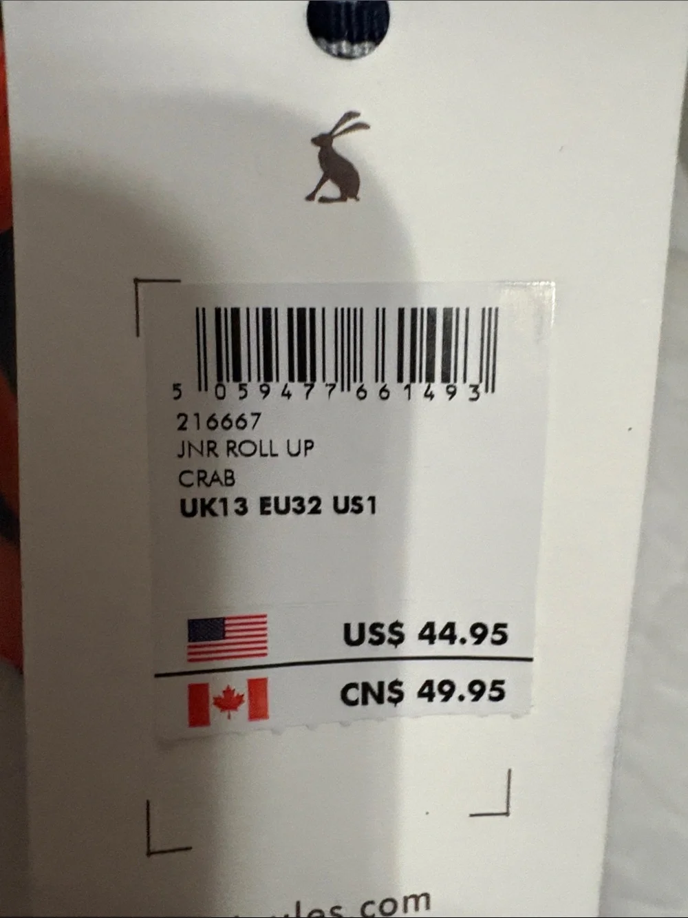Joules Kids Rain Boots size US 1 NWT